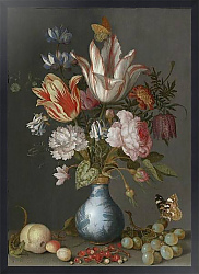 Постер Цветы в бело-голубой вазе