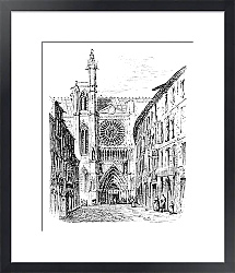 Постер Clermont-Ferrand Cathedral, in Auvergne, France, vintage engraving