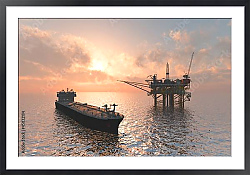 Постер Нефтяная вышка и танкер