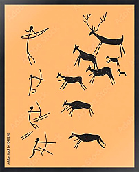 Постер Наскальный рисунок с охотой