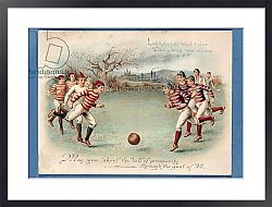 Постер Школа: Английская 19в. Christmas postcard of a football match, 1892