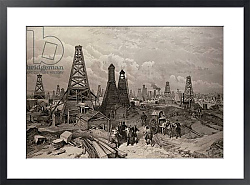 Постер Школа: Английская 19в. The Petroleum Oil Wells at Baku on the Caspian Sea, from 'The Illustrated London News', 1886