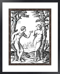 Постер Рафаэль (Raphael Santi) Adam and Eve, engraved by Marcantonio, c.1520