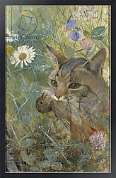 Постер Лильефорс Бруно A Cat with a Young bird in its Mouth, 1885