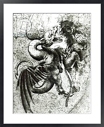 Постер Леонардо да Винчи (Leonardo da Vinci) Fight between a Dragon and a Lion