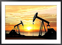 Постер Нефтяные вышки у моря