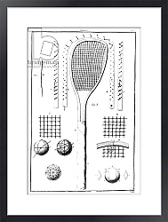 Постер Школа: Французская 18в. Tennis racket and balls, 1751