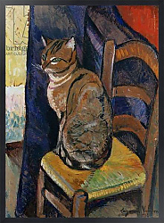 Постер Валадон Мэри Study of a Cat Sitting on a Chair; Etude d'un Chat, Assis sur une Chaise