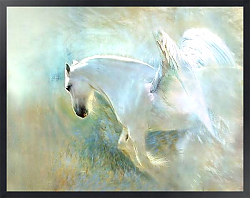 Постер Крылатый белый конь