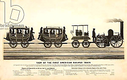Постер Школа: Американская (19 в) View of the First American Railway Train, pub. 1865