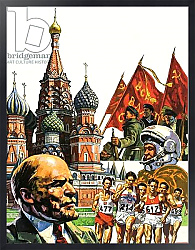 Постер Школа: Английская 20в. Montage of Russia including the Cathedral of St Basil the Beatified and portrait of Lenin