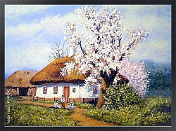 Постер Деревенский домик весной