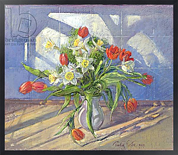 Постер Истон Тимоти (совр) Spring Flowers with Window Reflections, 1994