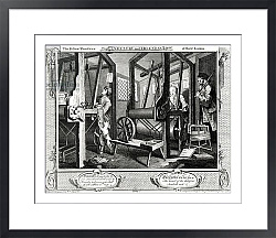 Постер Хогарт Уильям Industry and Idleness, The Fellow'Prentices at their Looms, plate 1, 1747