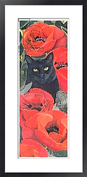 Постер Робинсон Анне (совр) Black Cat with Poppies
