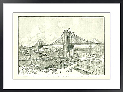 Постер New-York. - Le Pont de Brooklyn, sur l'Hudson.