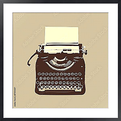 Постер Коричневая винтажная пишущая машинка для набора текста