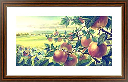 Постер Летний пейзаж и яблоки