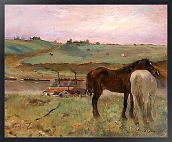 Постер Дега Эдгар (Edgar Degas) Лошади на лугу