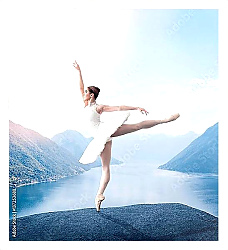 Постер Грация балерина на краю скалы