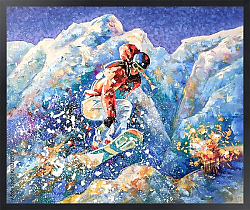 Постер Сноубордист покоряет горные вершины Кавказа