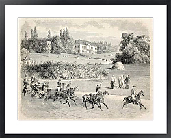 Постер Carriage in the park of Vilgenis with the castle in background. Original, from drawing of Blanchard,