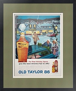 Оригинальная рекламная иллюстрация журнала Life. Bourbon - Old Taylor. Holiday time.