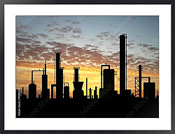 Постер Нефтеперерабатывающий завод на закате