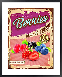 Постер Ретро плакат с лесными ягодами