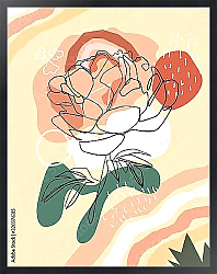 Постер Силуэт розы на абстрактном фоне