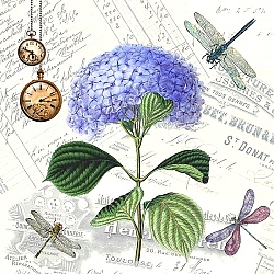 Постер Винтажный коллаж с цветами и стрекозами