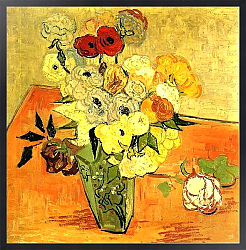 Постер Ван Гог Винсент (Vincent Van Gogh) Натюрморт: японская ваза с розами и анемонами