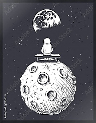 Постер Космонавт сидит на Луне и смотрит на Землю