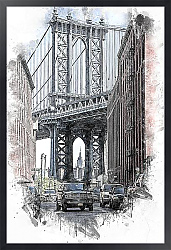 Постер Манхэттенский мост и дорога