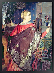 Постер Кустодиев Борис Merchant's woman with a mirror