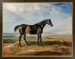 Постер Racehorse Standing in a Coastal Landscape an Estuary Beyond 1820