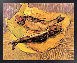 Постер Ван Гог Винсент (Vincent Van Gogh) Натюрморт: копченая селедка на куске желтой бумаги