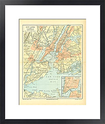 Постер Карта Нью-Йорка и его окрестностей 1