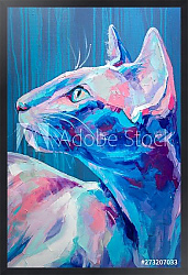Постер Портрет кошки сфинкса красочными мазками