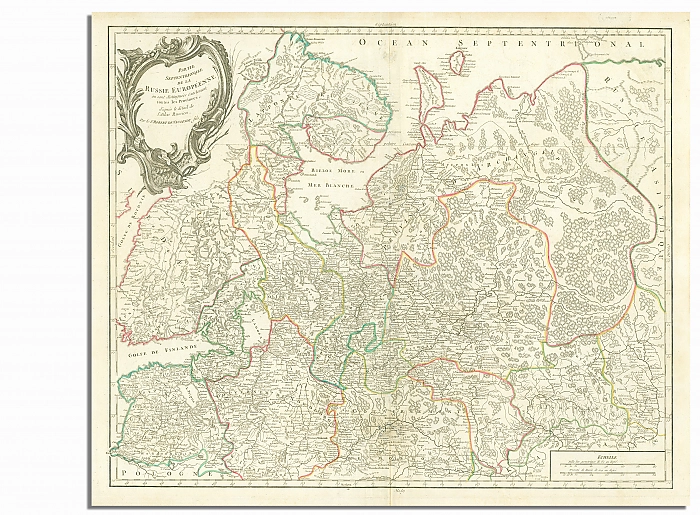 Карта северной части России (оригинал), Франция, 1753 г. Дополнительное изображение