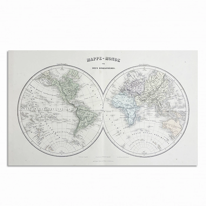 Карта мира (оригинал) представленная полушариями. Дополнительное изображение