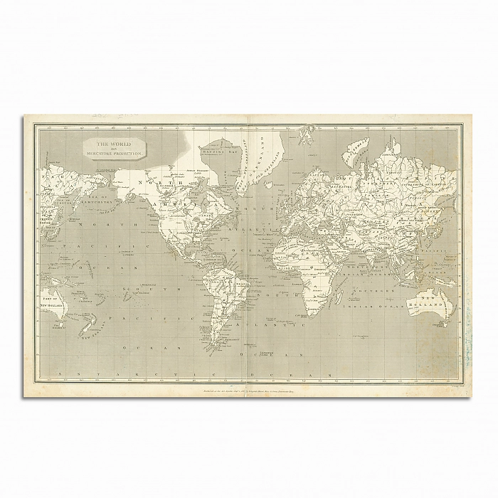 Карта мира (оригинал), издательство Pearson Longman, Лондон, 1807 г. Дополнительное изображение