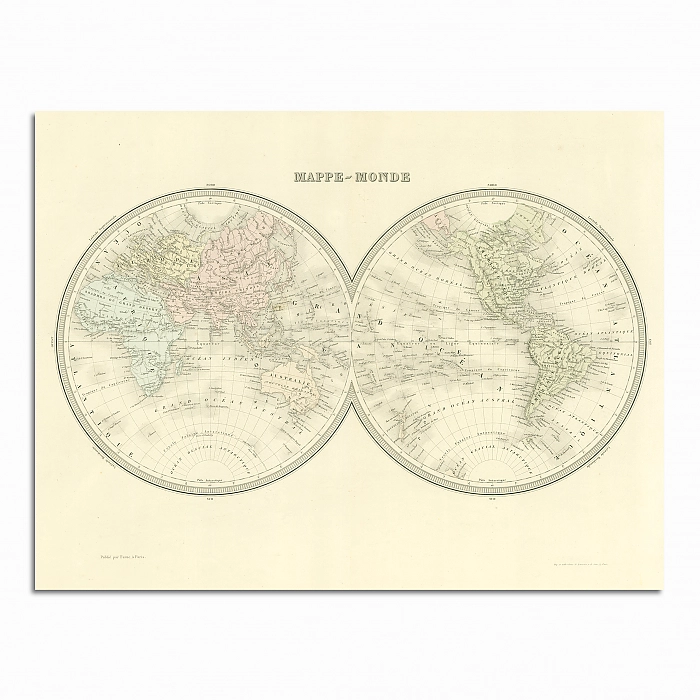 Карта мира в виде полушарий (оригинал). Дополнительное изображение