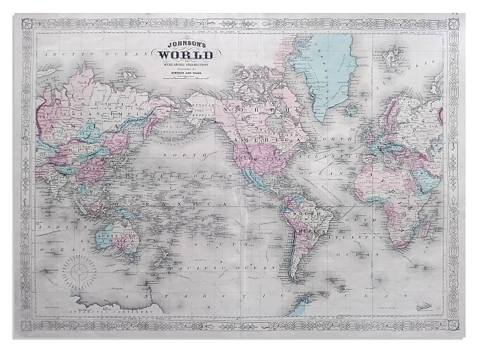 Старинная карта мира в проекции Меркатора. Дополнительное изображение