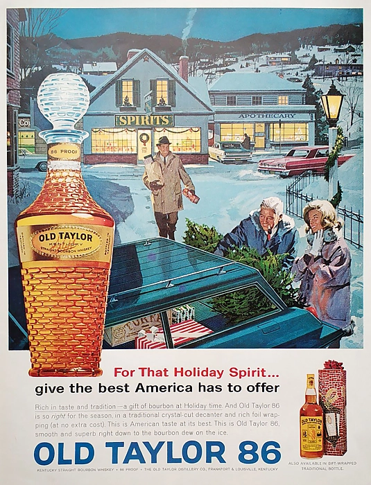 Оригинальная рекламная иллюстрация журнала Life. Bourbon - Old Taylor. Holiday time.. Дополнительное изображение