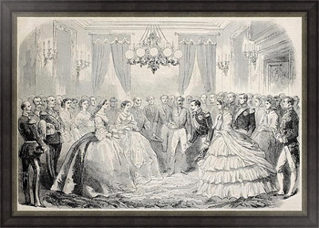 Картина French emperor meeting Russian empress dowager in Lyon, France. From drawing of Janet-Lange, publis