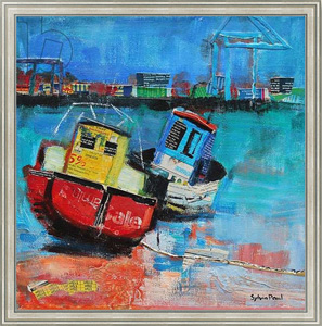 Картина в раме Two Jolly Fishing Boats 2012, acrylic/paper collage