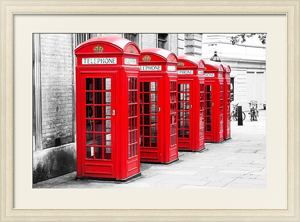 Постер Англия, Лондон. Пять телефонных будок