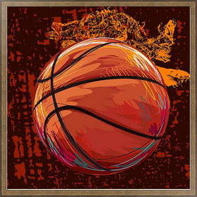 Постер Баскетбольный мяч в раме под стеклом 