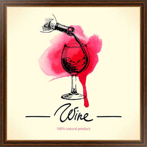 Ретро-постер Бокал вина и розовая клякса